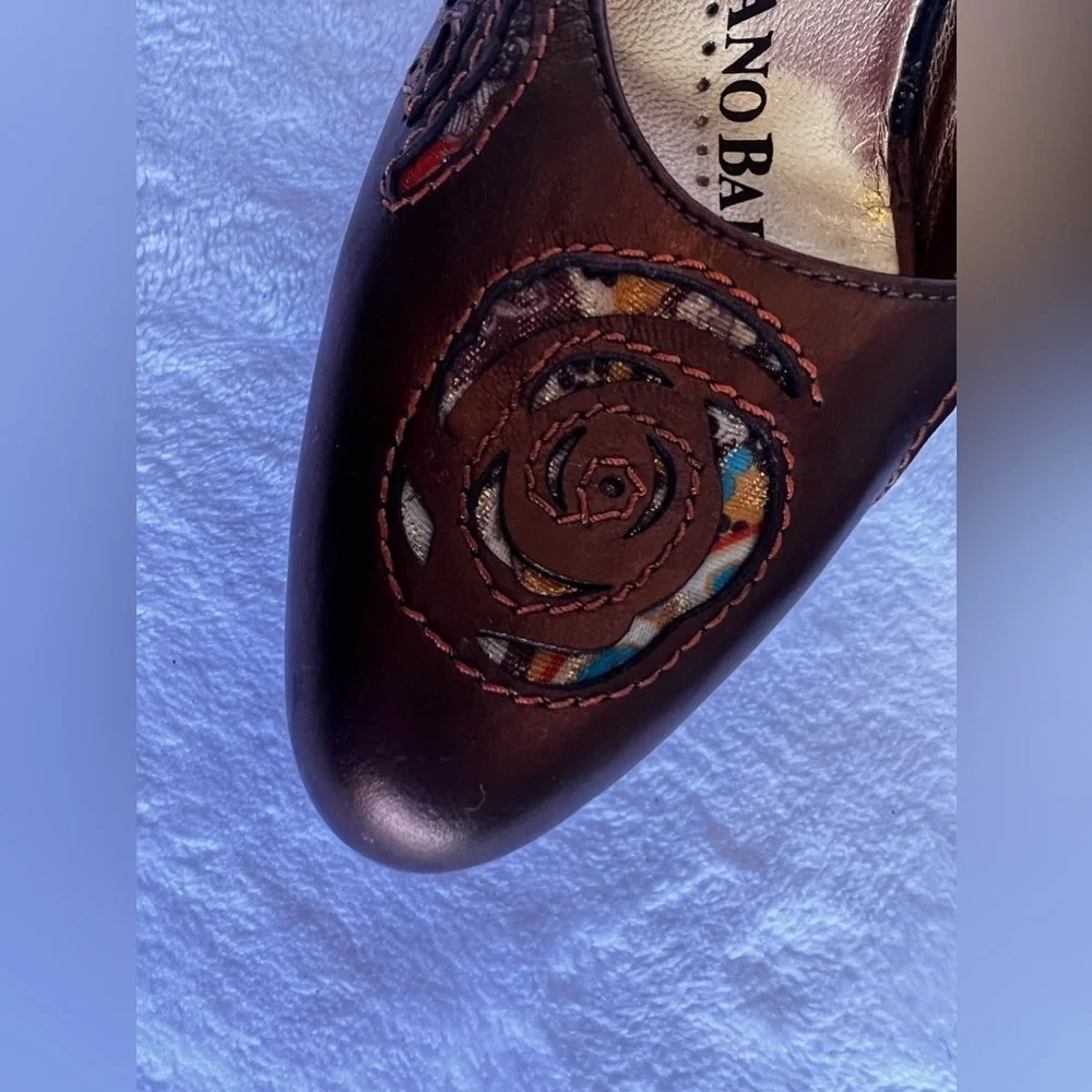 Luciano Barachini Gold Designer Pointy Toe Heel Size 8.5
